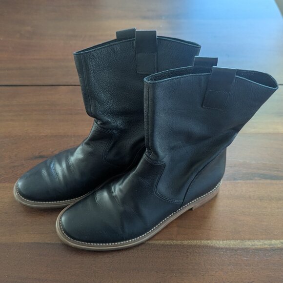 Cole Haan x Nike Air Black Western Slouchy Minimalist Leather Boots Women's 6 - Picture 1 of 8